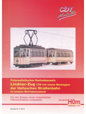 Lindner-Zug (TW mit einem Beiwagen) der Halleschen Straßenbahn