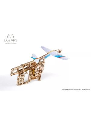 Mechanisches Holzmodell Flugzeugstarter
